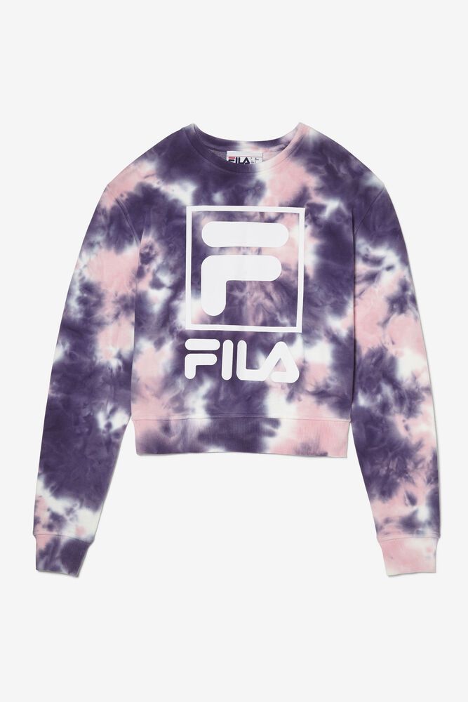 Fila Ashley Tie Dye Sweatshirt Purple - Womens - 28361KOMA